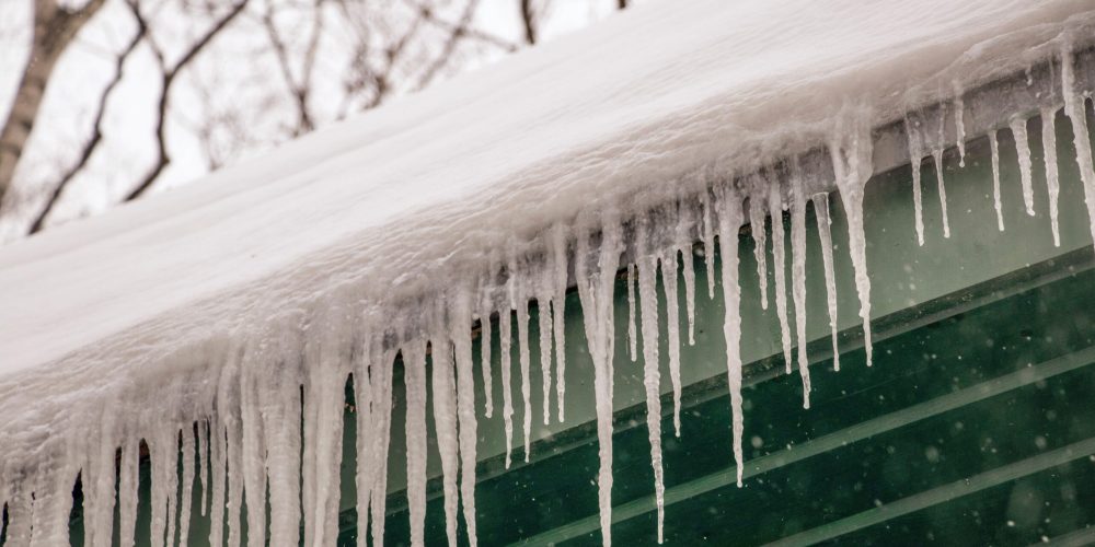 Ice dam forming on Chicago home.